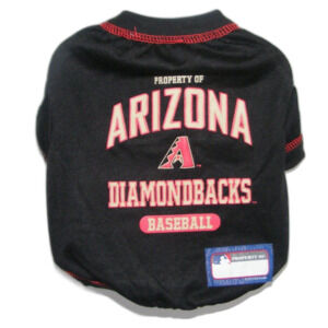 ARIZONA DIAMONDBACK Pet Shirt, S, Black Tee, MLB, PETS FIRST, Baseball